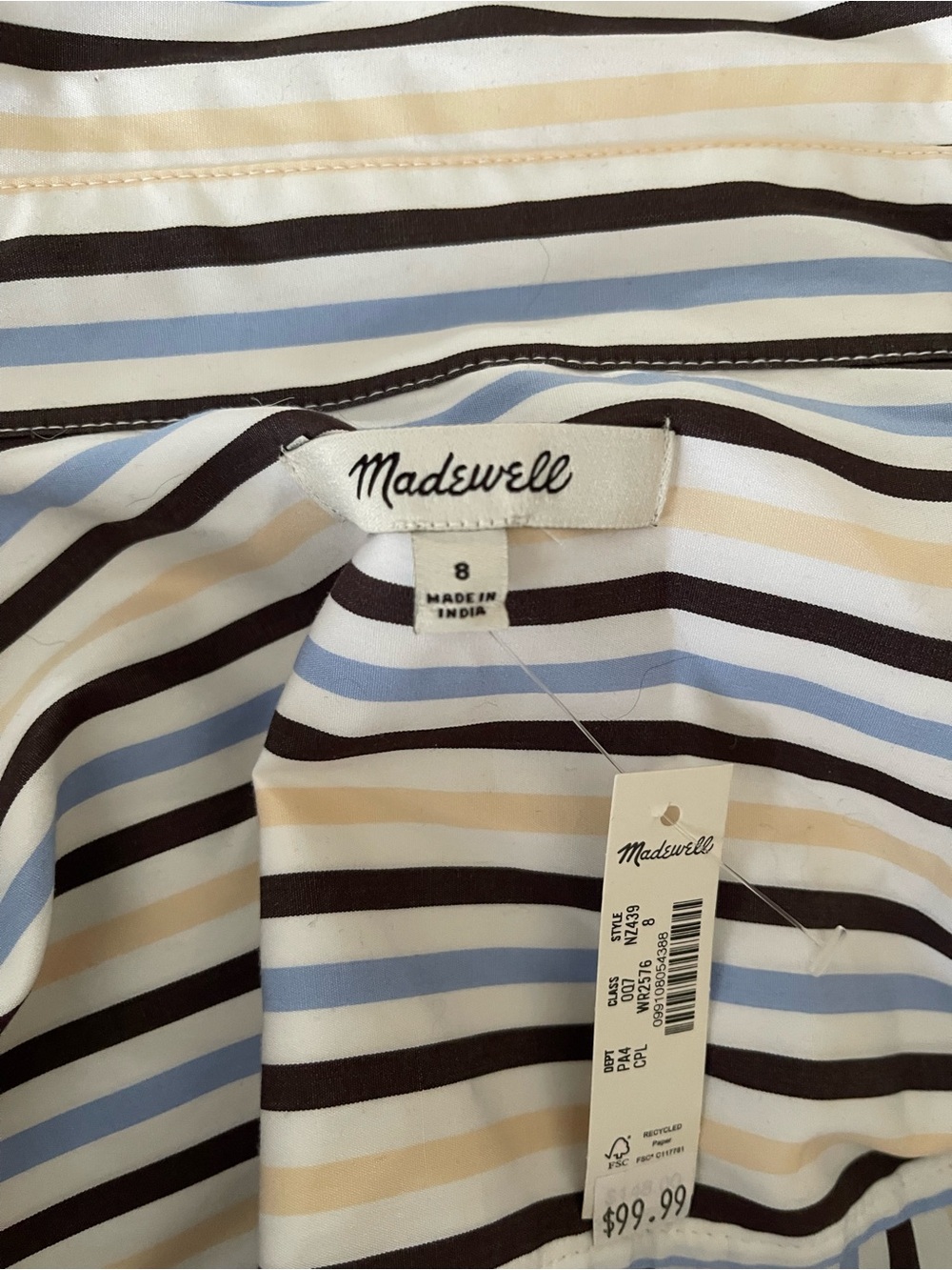 Madewell Tucked Mini Shirtdress Size 8 - Picture 5 of 7